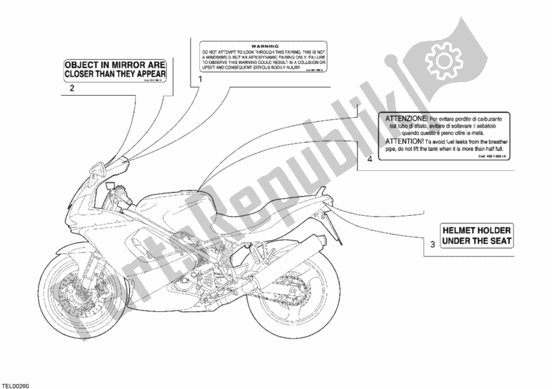 Toutes les pièces pour le étiquettes D'avertissement Usa du Ducati Sport ST3 S ABS USA 1000 2007